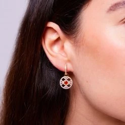 Kiki McDonough Ltd Firefly Hexagon Cut Fire Opal And Diamond Detachable Medium Earrings In 18ct Yellow Gold New Arrivals