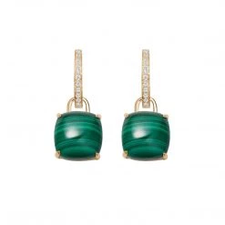 Kiki McDonough Ltd Kiki Cushion Malachite And Diamond Detachable In 18ct Yellow Gold New Arrivals