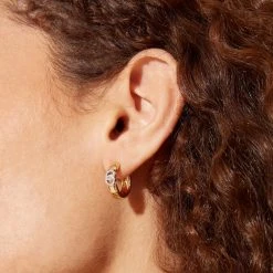 Kiki McDonough Ltd "Lilah" Diamond Hoops In 18ct Yellow And White Gold