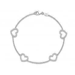 Kiki McDonough Ltd Bracelets & Bangles Eden Four Diamond Heart Bracelet In White Gold
