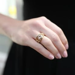 Kiki McDonough Ltd Forget-Me-Not Triple Stone White Topaz Ring In Yellow Gold Rings