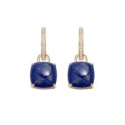 Kiki McDonough Ltd Kiki Cushion Lapis Lazuli And Diamond Detachable Drop Earrings In 18ct Yellow Gold