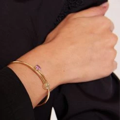 Kiki McDonough Ltd Bracelets & Bangles Kiki Classic Amethyst And Green Amethyst Bangle In Yellow Gold