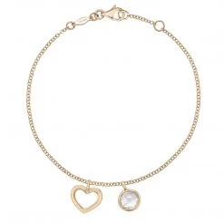 Kiki McDonough Ltd Bracelets & Bangles 18ct Yellow Gold And White Topaz Heart Charm Bracelet