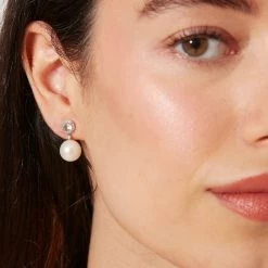 Kiki McDonough Ltd Earrings White Topaz And Diamond Pearl Drops In White Gold