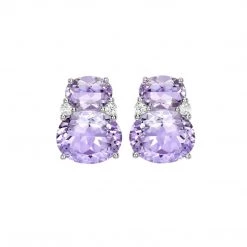 Kiki McDonough Ltd Jewellery Kiki Classic Lavender Amethyst Double Oval Stud Earrings In White Gold