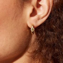 Kiki McDonough Ltd "Olivia" Diamond And Peridot Hoops In 18ct Yellow Gold