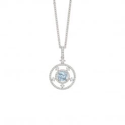 Kiki McDonough Ltd Apollo Mini Blue Topaz And Diamond Pendant In White Gold Necklaces