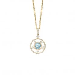 Kiki McDonough Ltd Apollo Mini Blue Topaz And Diamond Pendant In Yellow Gold Necklaces
