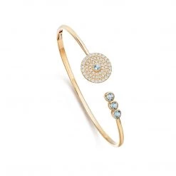 Kiki McDonough Ltd Fantasy Blue Topaz And Diamond Bangle In Yellow Gold Kiki Archive