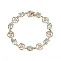 Kiki McDonough Ltd Bracelets & Bangles Signatures Oval Green Amethyst And Diamond Helio Bracelet In 18ct Yellow Gold