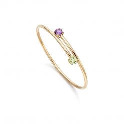 Kiki McDonough Ltd Bracelets & Bangles Kiki Classic Amethyst And Green Amethyst Bangle In Yellow Gold