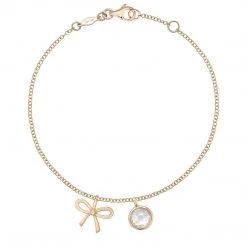 Kiki McDonough Ltd 18ct Yellow Gold And White Topaz Bow Charm Bracelet 18ct Yellow Gold And White Topaz Bow Charm Bracelet Bracelets & Bangles