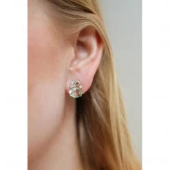 Kiki McDonough Ltd Earrings Kiki Classic Green Amethyst Double Oval Studs In Yellow Gold