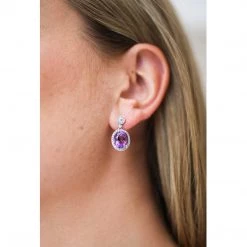 Kiki McDonough Ltd Signatures Amethyst Earrings With Diamond Stud Top In White Gold Bestsellers
