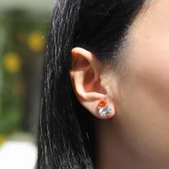 Kiki McDonough Ltd Kiki Classics Fire Opal And Blue Topaz Double Oval Studs In Yellow Gold Jewellery