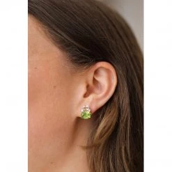 Kiki McDonough Ltd Earrings Kiki Classic Peridot, Morganite And Diamond Double Oval Studs In Yellow Gold