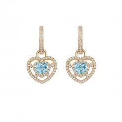 Kiki McDonough Ltd Lovestruck Blue Topaz And Diamond Heart Detachable Earrings In 18ct Yellow Gold