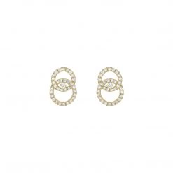 Kiki McDonough Ltd Interlinking Hoop Diamond Stud Earrings In Yellow Gold