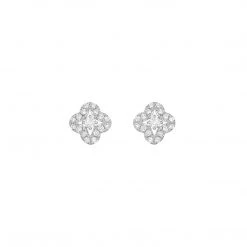 Kiki McDonough Ltd Flower Diamond Stud Earrings In White Gold