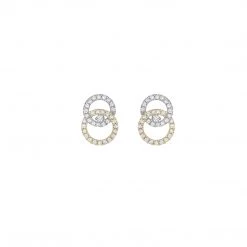 Kiki McDonough Ltd Interlinking Hoop Diamond Stud Earrings In White And Yellow Gold