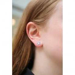 Kiki McDonough Ltd Clover Diamond Stud Earrings In White Gold