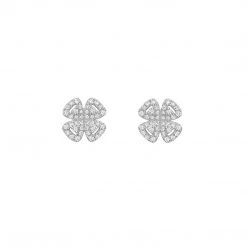 Kiki McDonough Ltd Clover Diamond Stud Earrings In White Gold