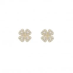 Kiki McDonough Ltd Clover Diamond Stud Earrings In Yellow Gold