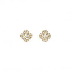 Kiki McDonough Ltd Flower Diamond Stud Earrings In Yellow Gold