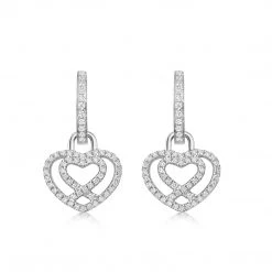 Kiki McDonough Ltd Lovestruck Detachable Diamond Crossover Heart Earrings In 18ct White Gold