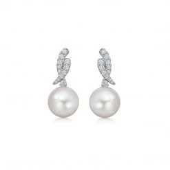 Kiki McDonough Ltd Pearl And Diamond "Cordelia" Earrings In White Gold