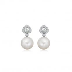 Kiki McDonough Ltd Pearl And Diamond "Clio" Earrings In White Gold