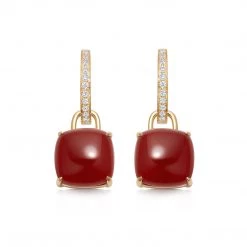 Kiki McDonough Ltd New Arrivals Kiki Cushion Carnelian And Diamond Detachable Drop Earrings In 18ct Yellow Gold