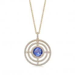 Kiki McDonough Ltd Apollo Diamond & Tanzanite Large Pendant In Yellow Gold Necklaces