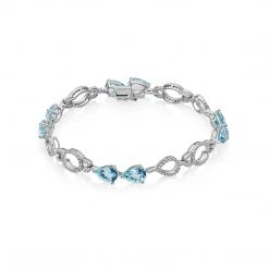 Kiki McDonough Ltd Signatures Blue Topaz And Open Diamond Link Bracelet In 18ct White Gold Pear Bracelets & Bangles