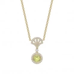 Kiki McDonough Ltd Freya Circular Lemon Quartz And Pave Diamond Pendant In Yellow Gold Kiki Archive