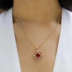 Kiki McDonough Ltd Apollo Four Diamond Fire Opal And Diamond Pendant In Yellow Gold Necklaces