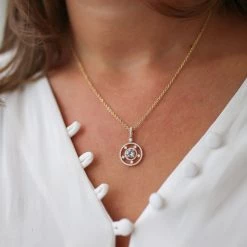 Kiki McDonough Ltd Apollo Mini Blue Topaz And Diamond Pendant In Yellow Gold Necklaces