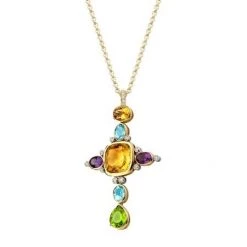 Kiki McDonough Ltd Necklaces Signature Gemstone Long Pendant - Multi Gemstone And Diamond In Yellow Gold