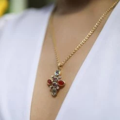 Kiki McDonough Ltd Signature Gemstone Pendant - Mini Fire Opal, Amethyst, Blue Topaz And Diamond In Yellow Gold