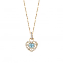 Kiki McDonough Ltd Bestsellers Lovestruck Blue Topaz And Diamond Heart Pendant In18ct Yellow Gold