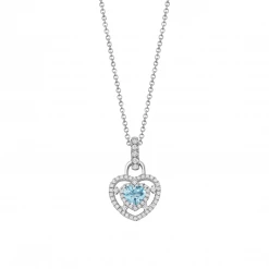 Kiki McDonough Ltd Lovestruck Blue Topaz And Diamond Heart Pendant In 18ct White Gold Necklaces
