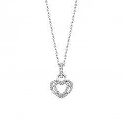 Kiki McDonough Ltd Lovestruck Diamond Double Outline Heart Pendant In 18ct White Gold