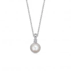 Kiki McDonough Ltd Necklaces Pearl And Diamond "Amaya" Pendant In White Gold