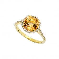Kiki McDonough Ltd Grace Citrine And Diamond Round Ring In Yellow Gold