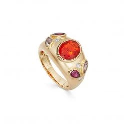 Kiki McDonough Ltd New Arrivals Kiki Classics Fire Opal, Pear Rubellite And Lavender Amethyst Ring In 18ct Yellow Gold