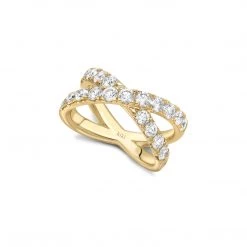 Kiki McDonough Ltd Lola Diamond Double Cross-over Ring In Yellow Gold