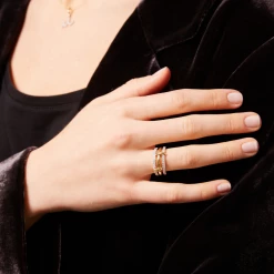 Kiki McDonough Ltd Lola Diamond Three Band Stacking Ring In Yellow And White Gold