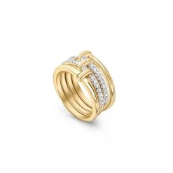 Kiki McDonough Ltd Lola Diamond Four Band Stacking Ring In Yellow And White Gold Rings