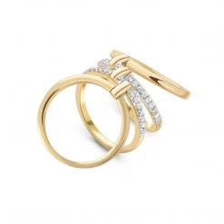Kiki McDonough Ltd Lola Diamond Four Band Stacking Ring In Yellow And White Gold Rings